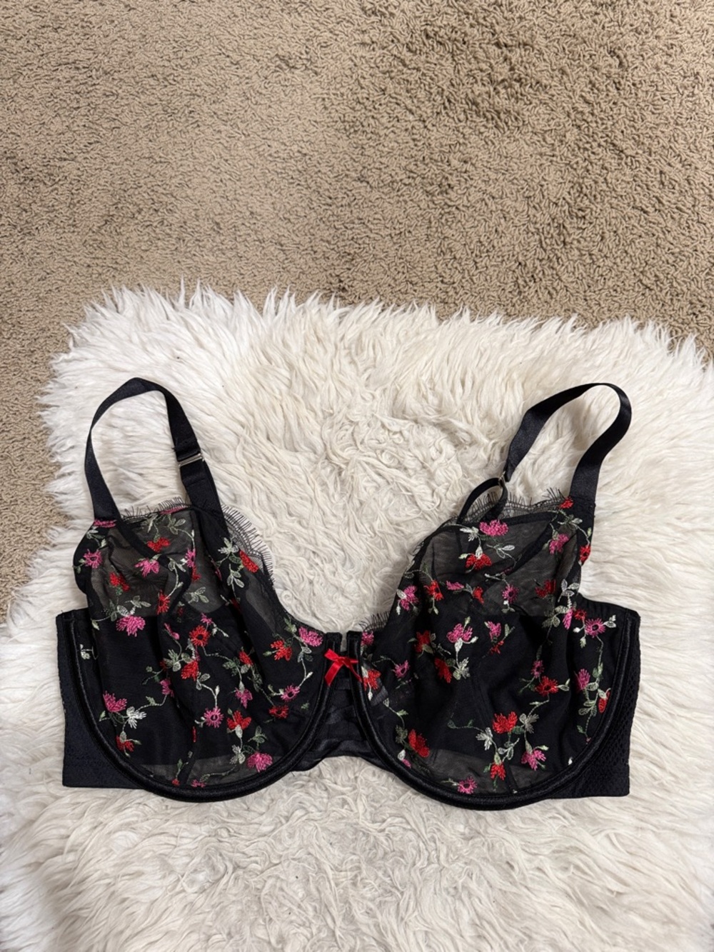 Cacique Full Coverage Floral Embroidered Lace Underwired Bra Size 42DDD